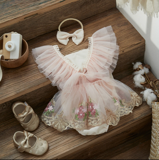 🌷花咲きチュールロンパース