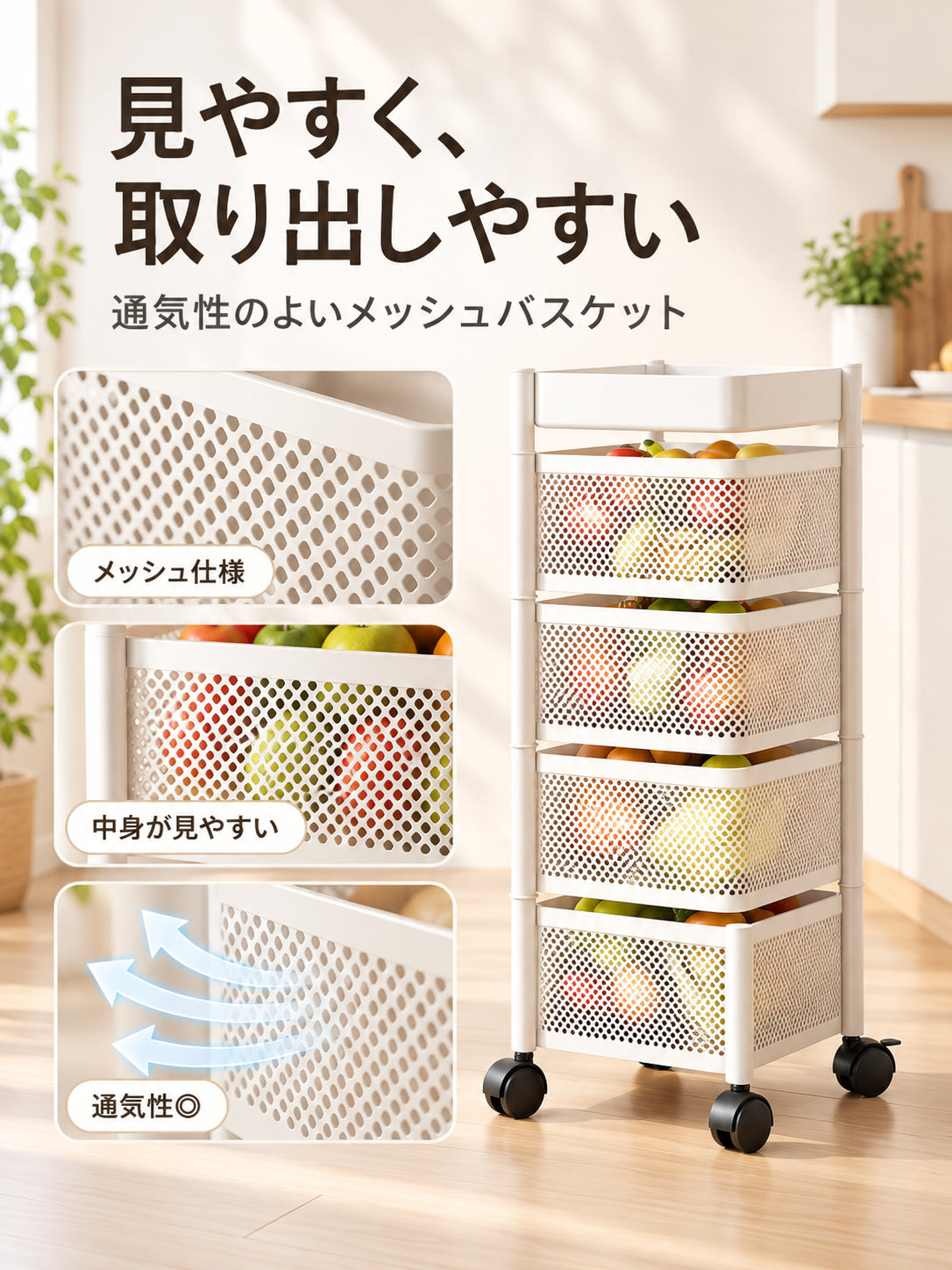 【省スペース収納】キャスター付き隙間収納ワゴン
